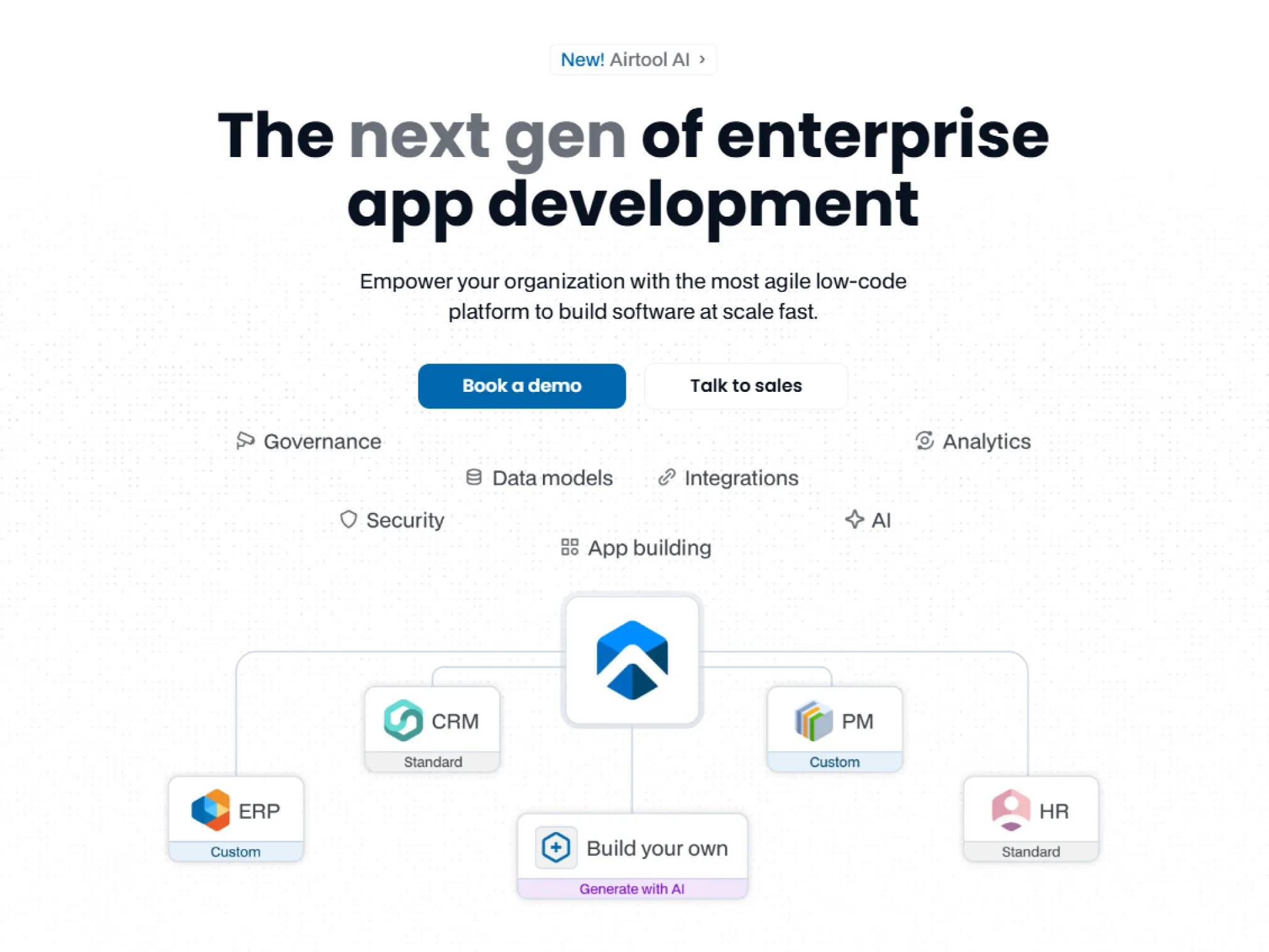 hero section of the Airtool website