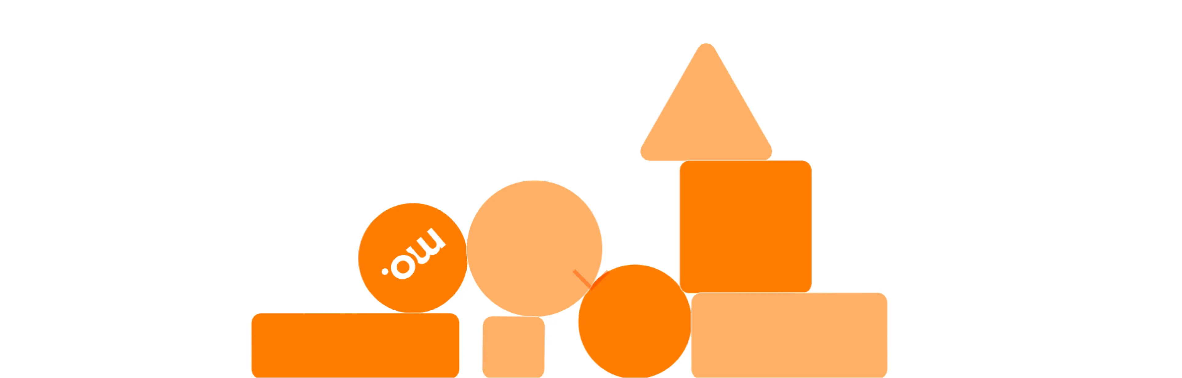 stacked orange building blocks on white background