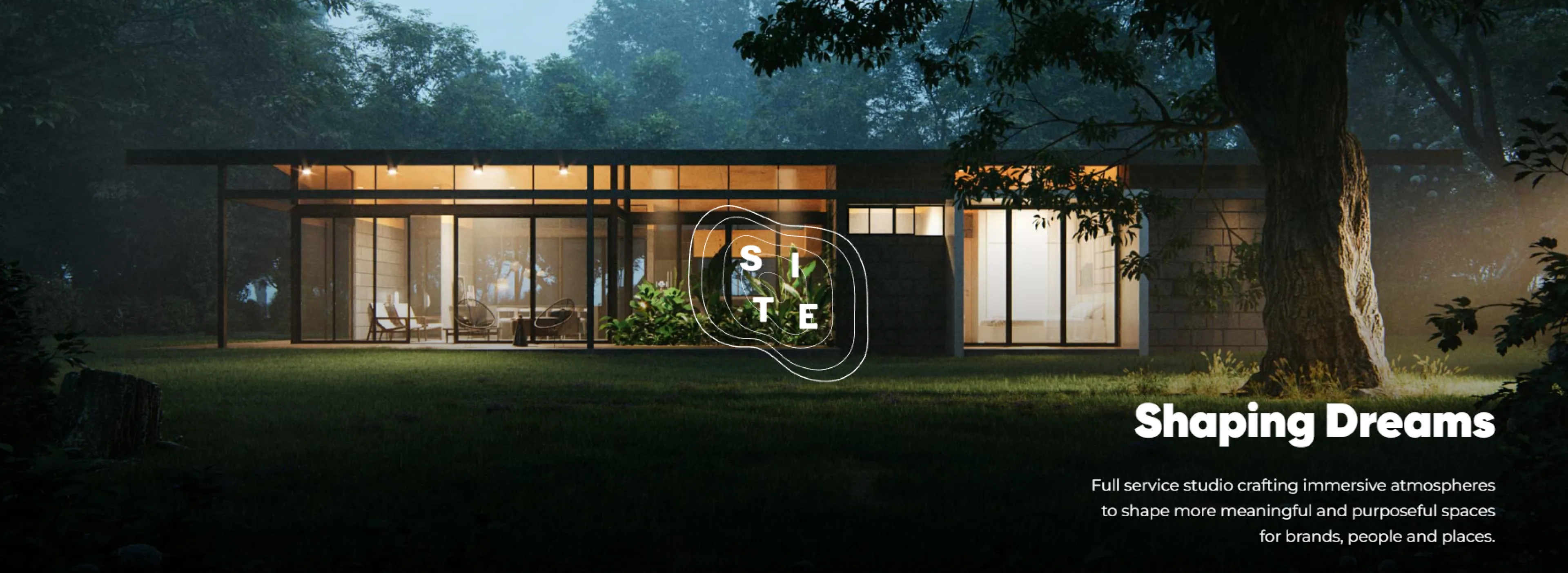 Hero section of the SITE architecture website