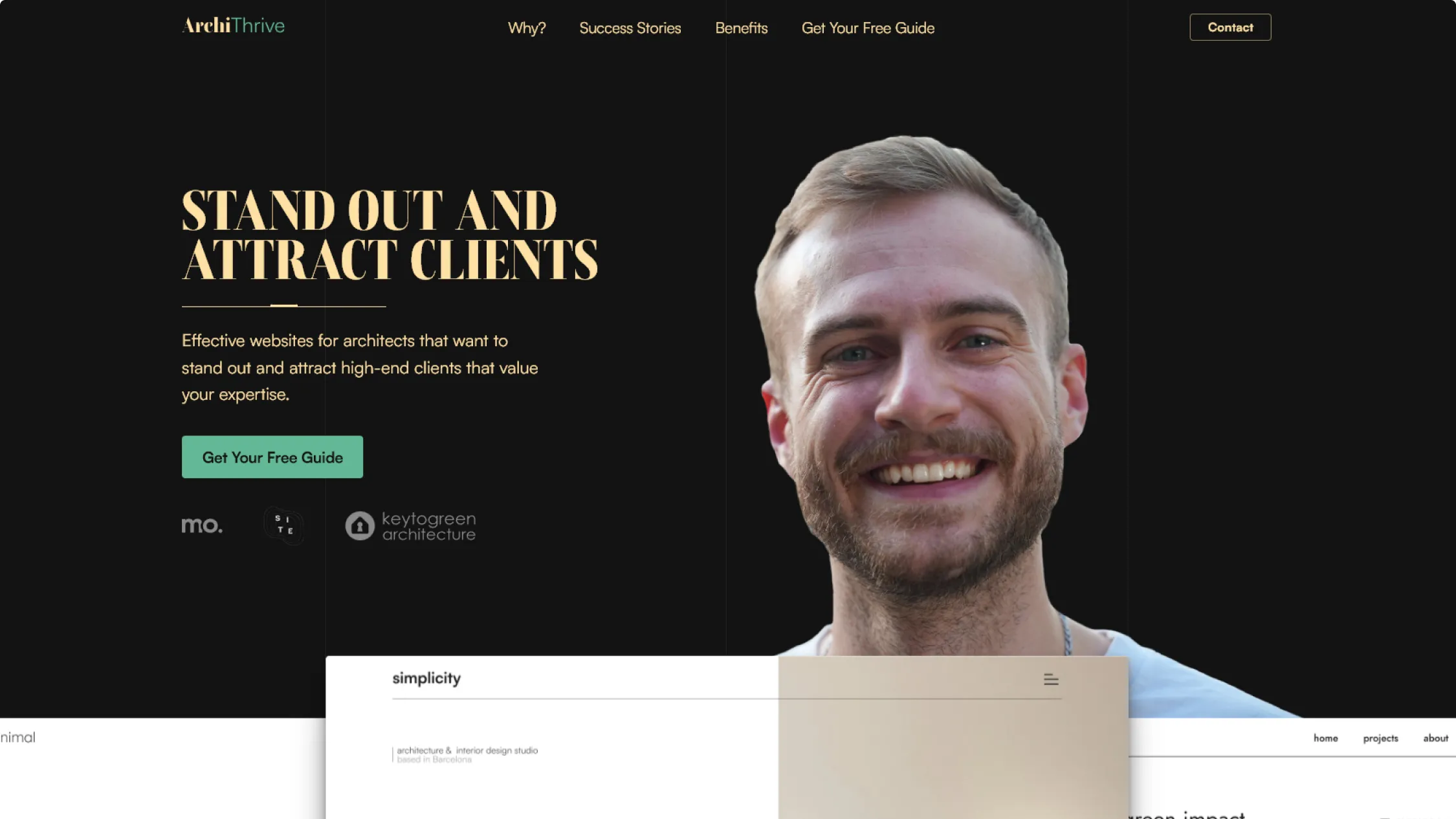 Screenshot of a website hero section