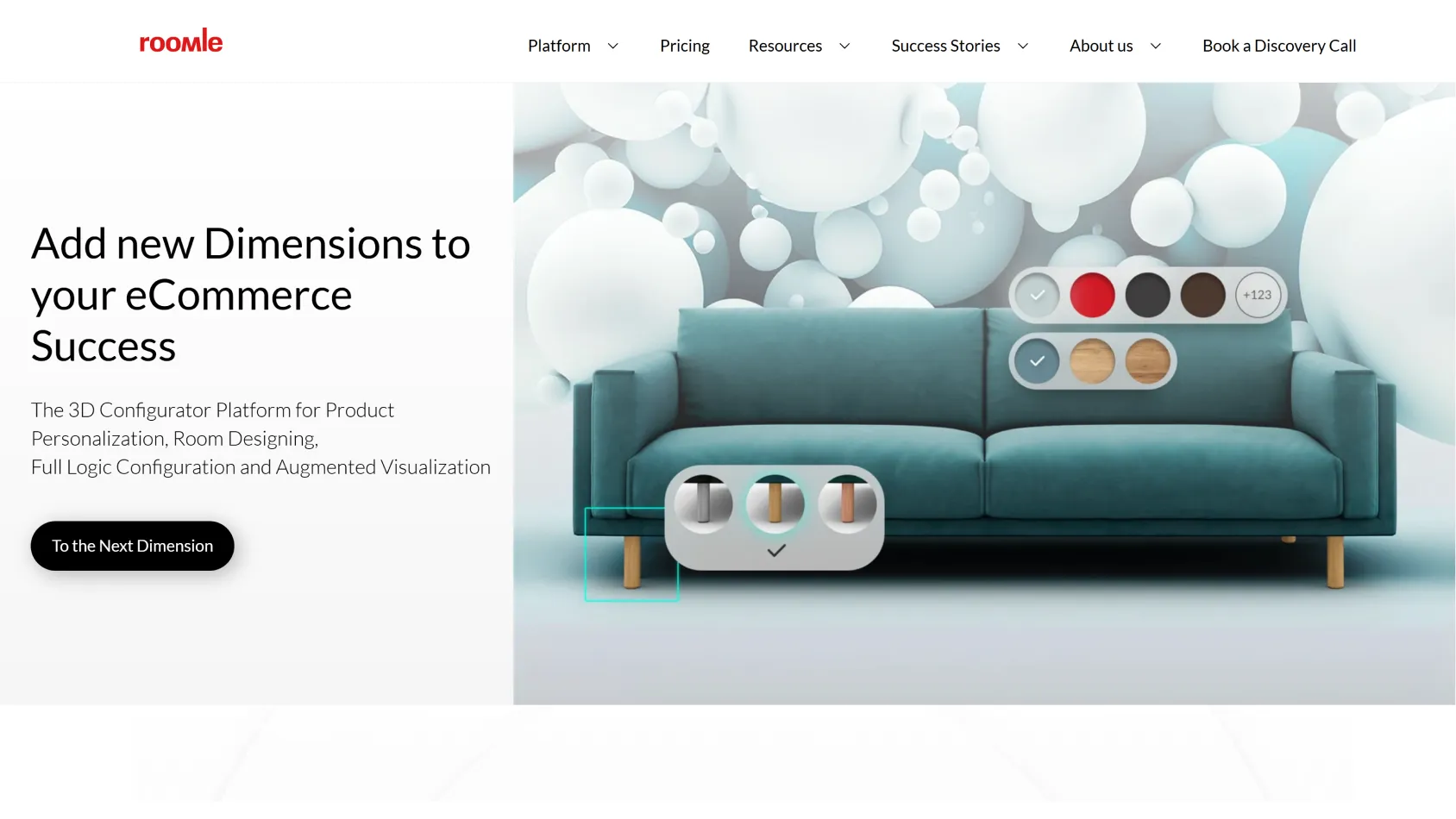 Roomle homepage hero section